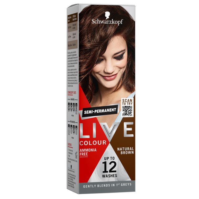 Schwarzkopf Live Colour Brown Hair Dye Natural Brown Semi Permanent 75mL