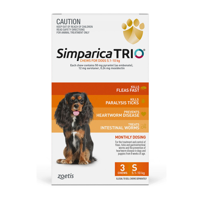 Simparica TRIO Chews For Small Dogs 5.1-10kg 3 Pack