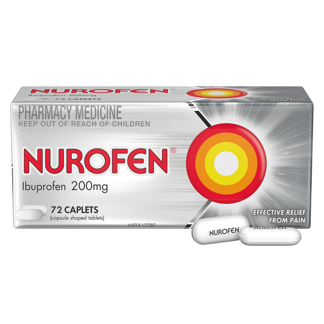 Nurofen Caplets 72s 200mg Ibuprofen anti-inflammatory pain relief