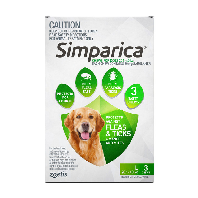 Simparica Chews For Large Dogs 20.1 - 40kg 3 Pack