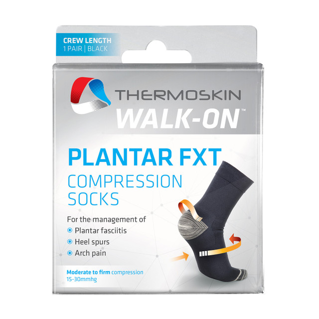 Thermoskin Walk-On Plantar FXT Compression Socks (Crew Length Black)
