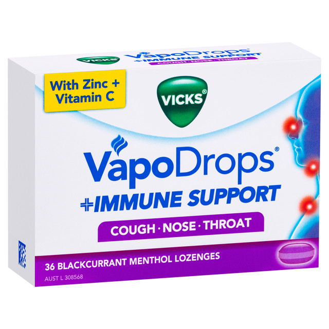 Vicks VapoDrops Immune Support Blackcurrant 36pk