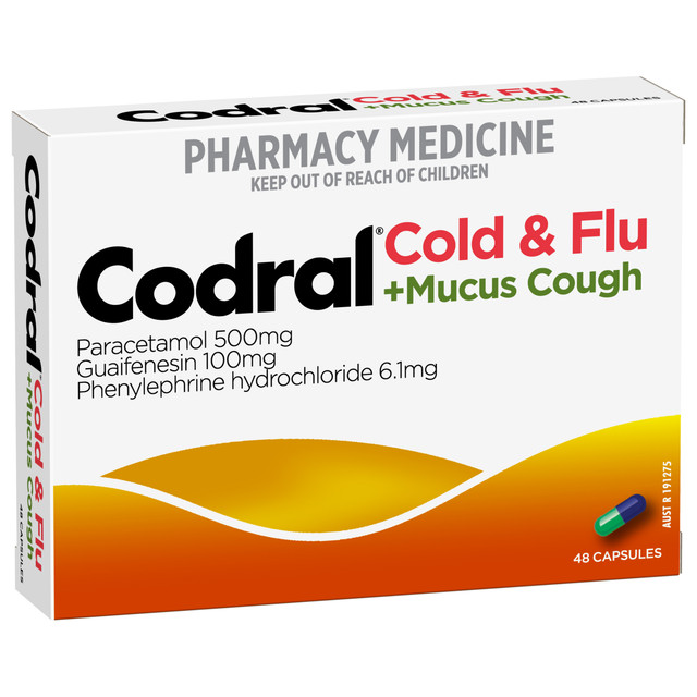 Codral Cold & Flu + Mucus Cough Capsules 48 Pack Codral Cold & Flu + Mucus Cough Capsules 48 Pack