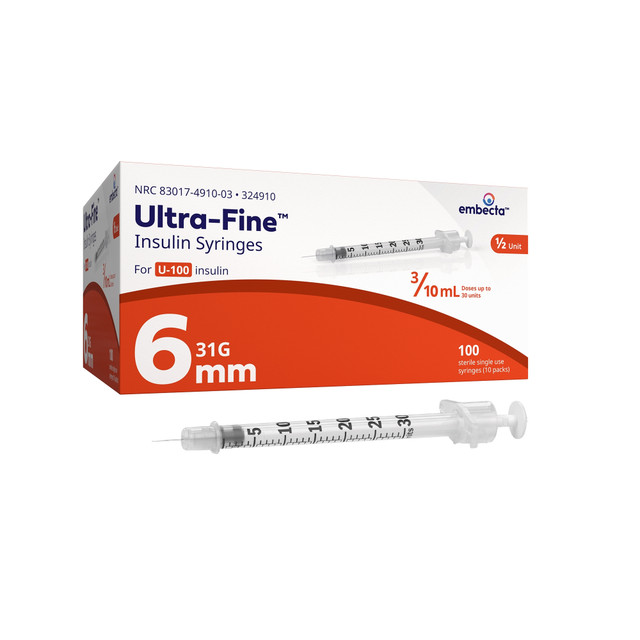 Ultra-Fine 0.3ml 31g 6mm Insulin Syringe 100 Pack