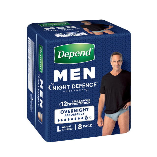 Depend Real Fit Night Defence Incontinence Underwear Men Large 8 Pack