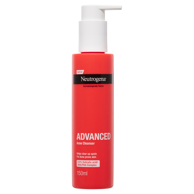 Neutrogena Advanced Acne Cleanser Face Wash with 4.5% Salicylic Acid/AHA/PHA Complex for Acne-Prone Skin 150ml