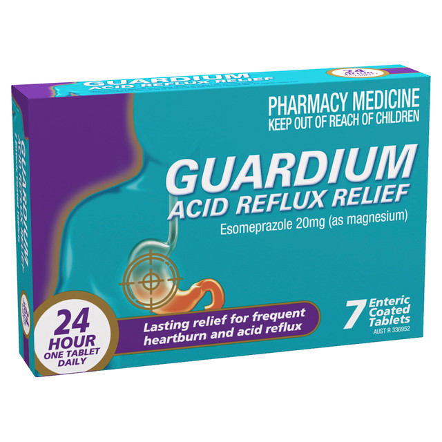 Guardium Acid Reflux Relief Esomeprazole (20 mg) Tablets 7 Pack Guardium Acid Reflux Relief Esomeprazole (20 mg) Tablets 7 Pack