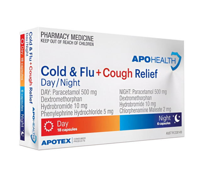 ApoHealth Cold & Flu + Cough Relief Day/Night Capsules 24