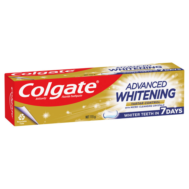 Colgate Advanced Whitening Tartar Control Toothpaste, 115g, with Micro-Cleansing Crystals