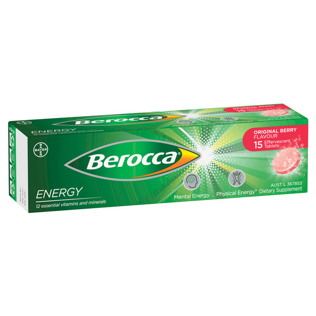 Berocca Energy Vitamin B & C Original Berry Flavour Effervescent Tablets 15 Pack