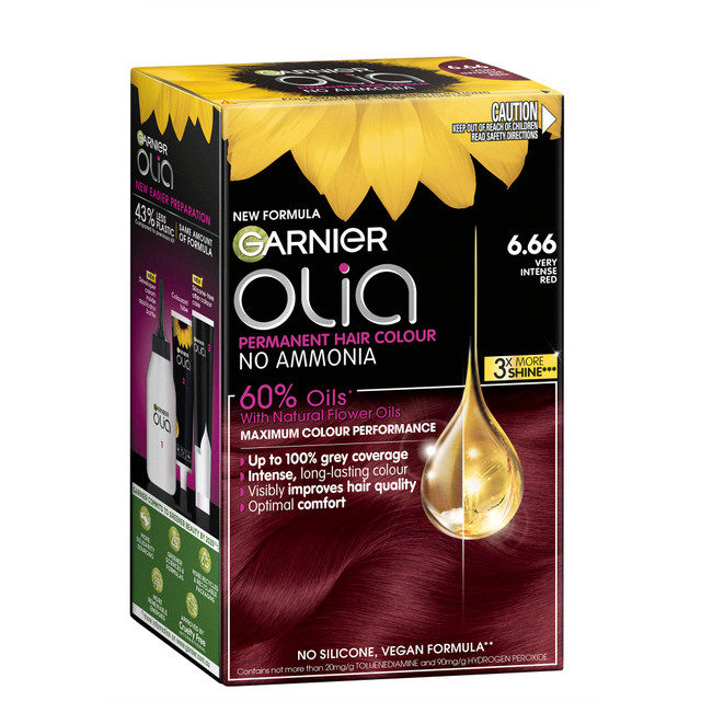 Garnier Olia 6.66 Very Intense Red Permanent Hair Colour No Ammonia, 60% Oils Garnier Olia 6.66 Very Intense Red Permanent Hair Colour No Ammonia, 60% Oils