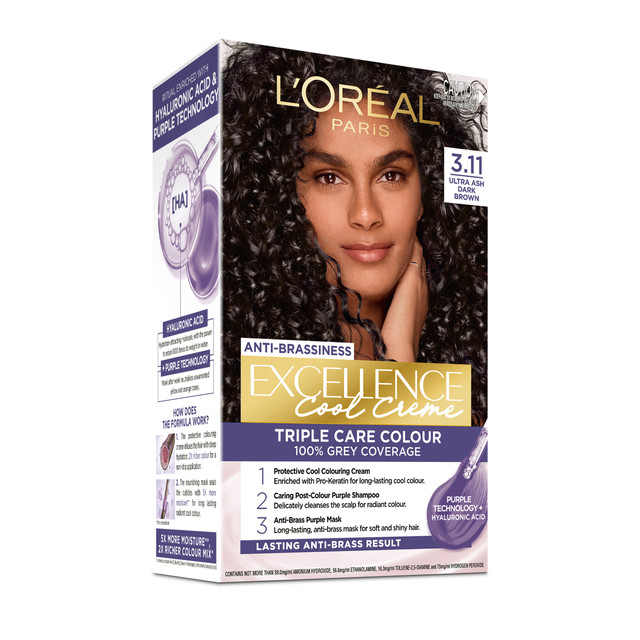 L'Oréal Paris Excellence Cool Crème Anti-Brass Hair Colour 3.11 Ultra Ash Dark Brown