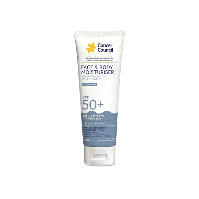 Cancer Council Face & Body Moisturiser  Water Resistant 75ml