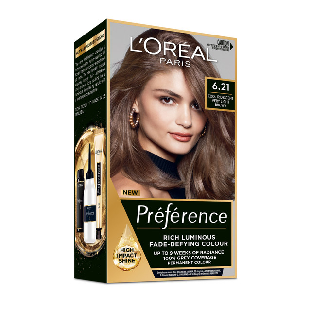 L'Oréal Paris Préférence Permanent Hair Colour - 6.21 Cool Iridescent Very Light Brown L'Oréal Paris Préférence Permanent Hair Colour - 6.21 Cool Iridescent Very Light Brown