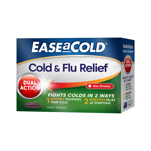 EASEaCOLD Cold & Flu Relief 18 Capsules