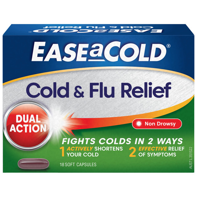 EASEaCOLD Cold & Flu Relief 18 Capsules