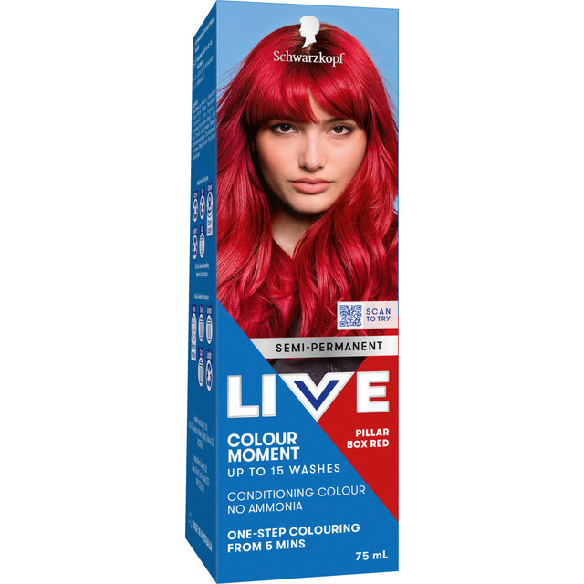 Schwarzkopf Live Colour Red Hair Dye Pillar Box Red Semi Permanent 75ml
