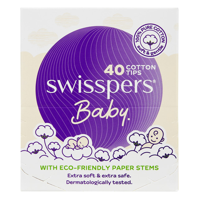 Swisspers Baby Cotton Tips Paper Stems 40 Pack Swisspers Baby Cotton Tips Paper Stems 40 Pack