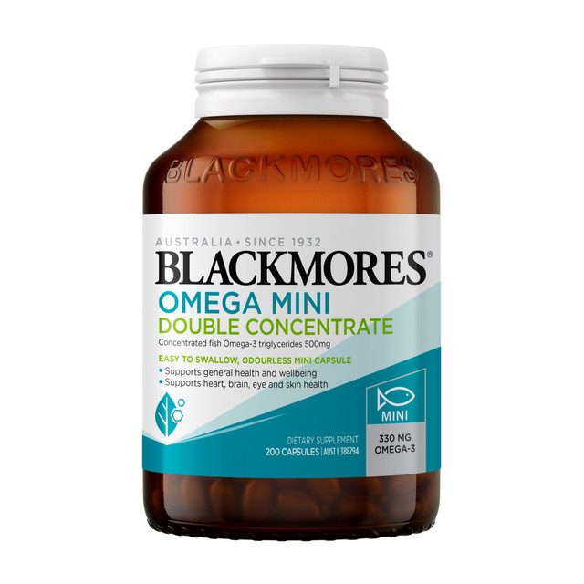 Blackmores Omega Mini Double Concentrate Fish Oil 200 Capsules Blackmores Omega Mini Double Concentrate Fish Oil 200 Capsules