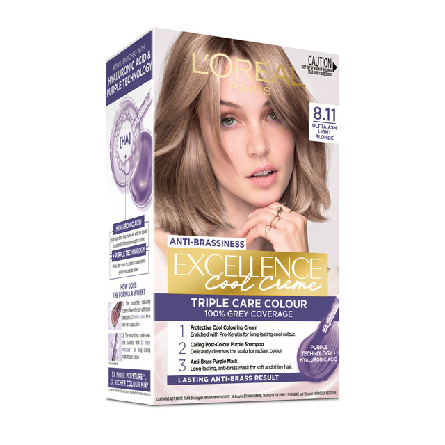 L'Oréal Paris Excellence Cool Crème Anti-Brass Hair Colour 8.11 Ultra Ash Light Blonde L'Oréal Paris Excellence Cool Crème Anti-Brass Hair Colour 8.11 Ultra Ash Light Blonde