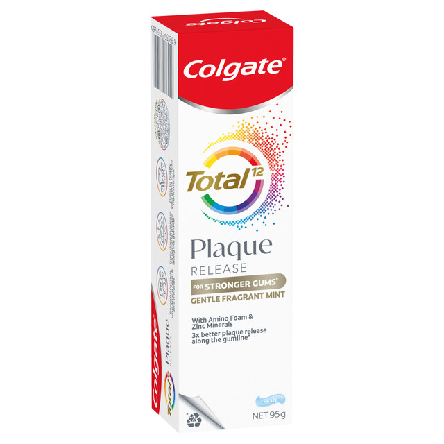 Colgate Total Plaque Release Toothpaste, 95g, Gentle Fragrant Mint, For Stronger Gums
