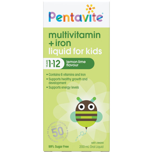 Pentavite Multivitamin + Iron Liquid for Kids 200mL Pentavite Multivitamin + Iron Liquid for Kids 200mL