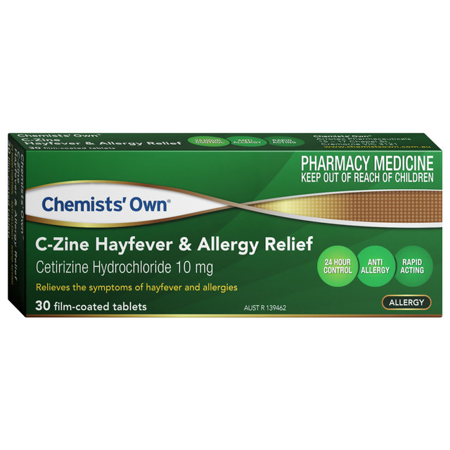 Chemists' Own C-Zine Hayfever & Allergy Relief Tablets 10mg 30 Chemists' Own C-Zine Hayfever & Allergy Relief Tablets 10mg 30
