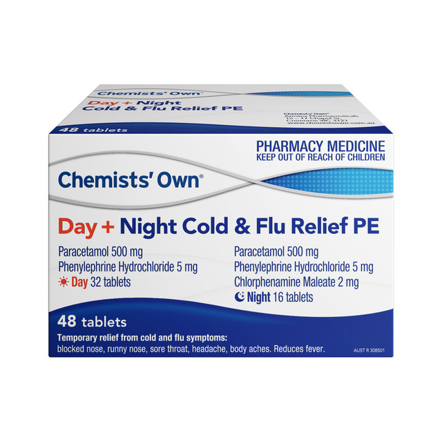 Chemists Own Day + Night Cold & Flu Relief PE Tablets 48