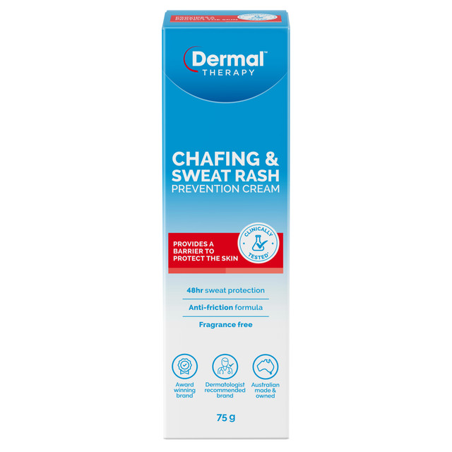 Dermal Therapy Chafing & Sweat Rash Prevention Cream 75g Dermal Therapy Chafing & Sweat Rash Prevention Cream 75g
