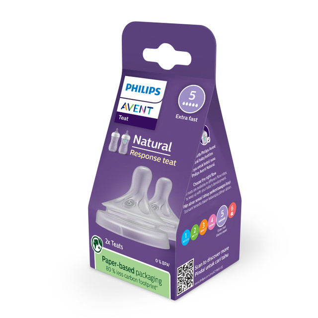 Philips Avent Natural Response Teats, 6 month+, Flow 5, 2-pack Philips Avent Natural Response Teats, 6 month+, Flow 5, 2-pack