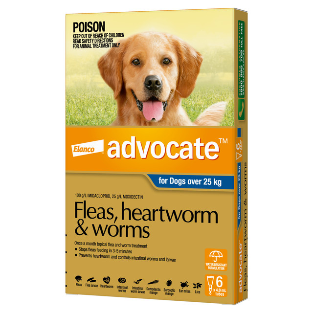 Advocate™ Fleas, Heartworm & Worms for X-Large Dogs Over 25kg - 6 Pack