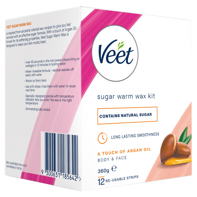 Veet Sugar Warm Wax Hair Removal Kit With Argan Oil 360g