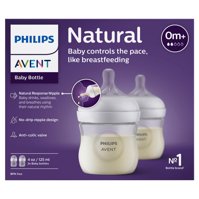 Philips Avent Natural Response Baby Bottles, 125ml, 2-pack Philips Avent Natural Response Baby Bottles, 125ml, 2-pack
