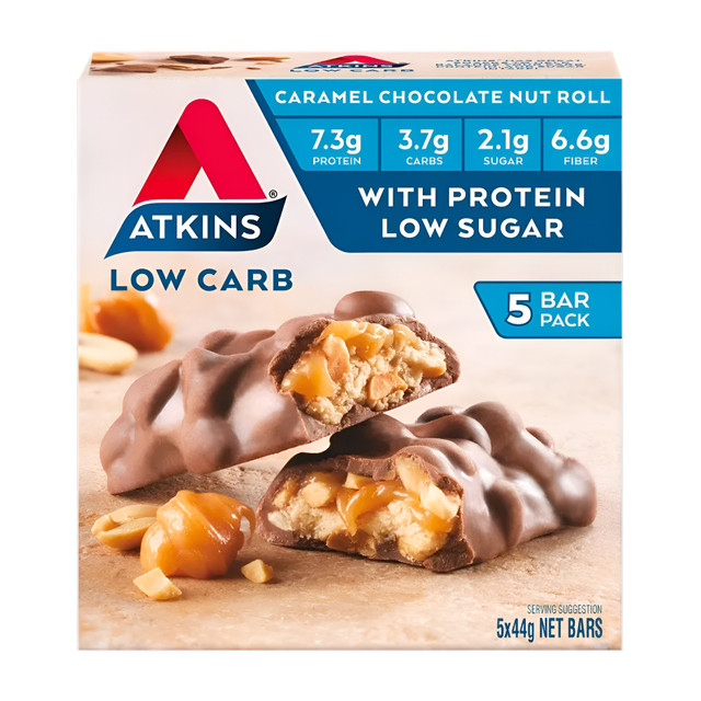 Atkins Low Carb Caramel Chocolate Nut Roll Bars 5 Pack