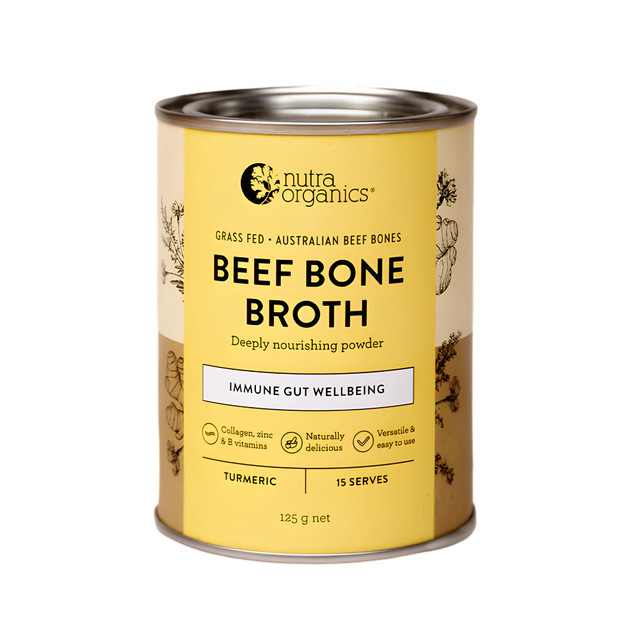 Nutra Organics Beef Bone Broth Turmeric Flavour Powder 125g