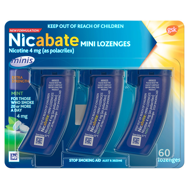 Nicabate Mini Lozenge Stop Smoking Nicotine 4mg Extra Strength Mint 60 Pack Nicabate Mini Lozenge Stop Smoking Nicotine 4mg Extra Strength Mint 60 Pack