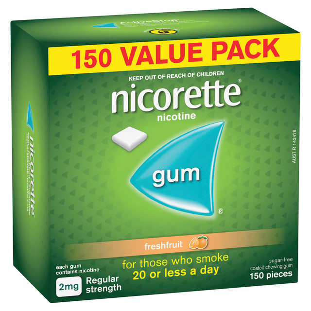 Nicorette Quit Smoking Regular Strength Nicotine Gum Freshfruit 150 Pack