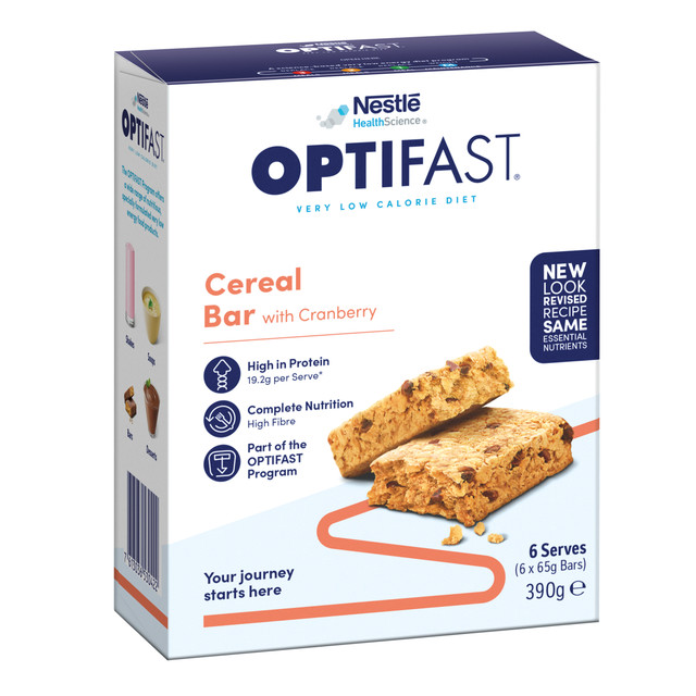 OPTIFAST VLCD Bar Cereal with Cranberry 6 Pack 390g OPTIFAST VLCD Bar Cereal with Cranberry 6 Pack 390g