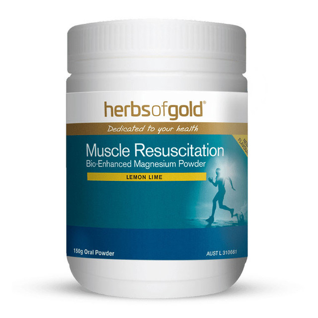 Herbs Of Gold Muscle Resuscitation Bio-Enhanced Magnesium Powder Lemon Lime 150g