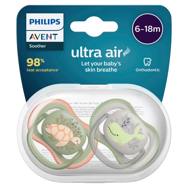 Philips Avent Ultra Air Soother, 6-18 months, Deco Mixed, 2-pack, SCF085/40
