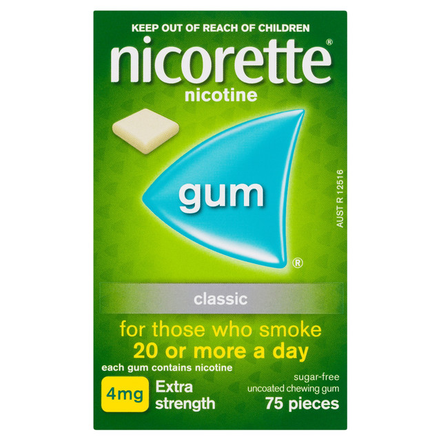 Nicorette Quit Smoking Extra Strength Nicotine Gum Classic 75 Pack