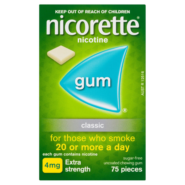 Nicorette Quit Smoking Extra Strength Nicotine Gum Classic 75 Pack
