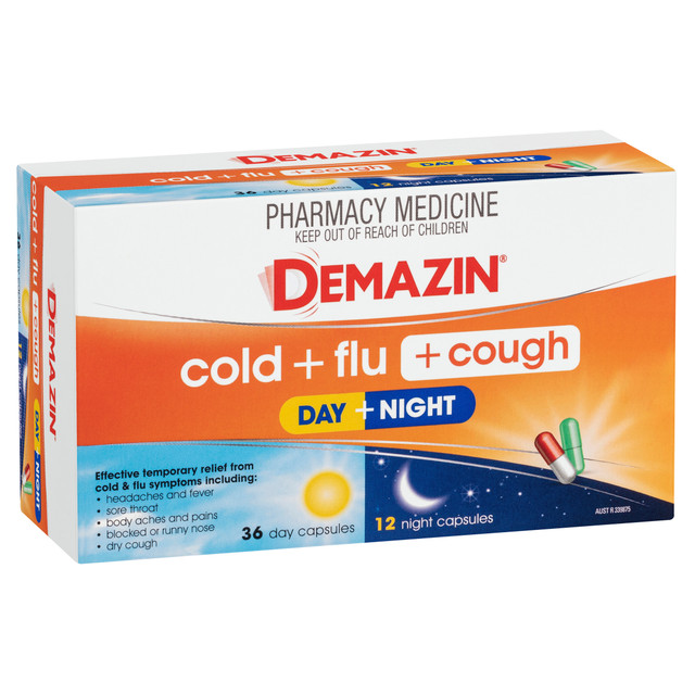 Demazin Cold + Flu + Cough Day + Night 48 Capsules Demazin Cold + Flu + Cough Day + Night 48 Capsules