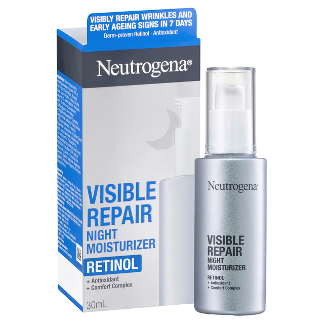 Neutrogena Visible Repair Retinol Night Moisturizer Cream 30ml – Anti-Ageing Face Moisturiser for Wrinkles & Fine Lines