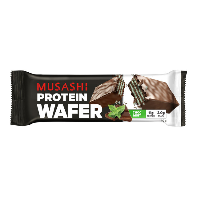 Musashi Protein Wafer Bar Choc Mint 40g Musashi Protein Wafer Bar Choc Mint 40g