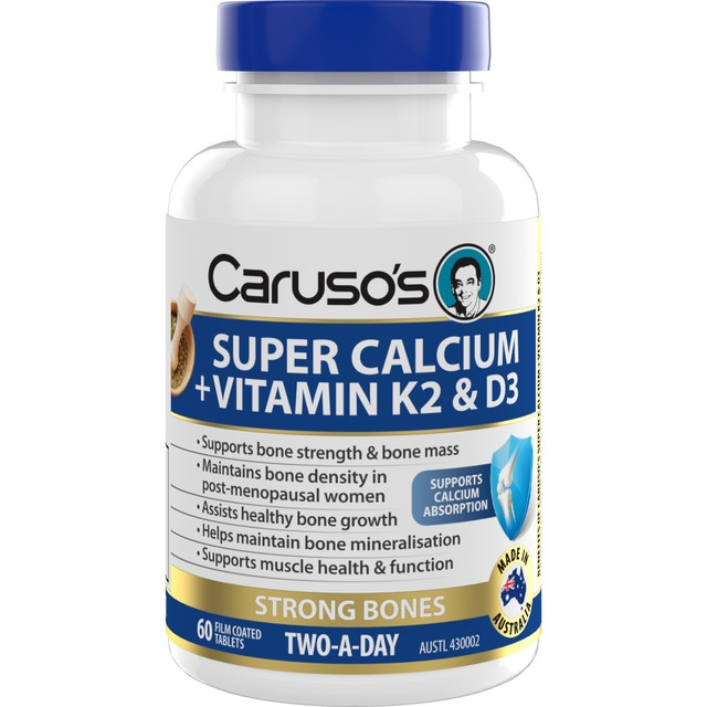 Caruso's Super Calcium + Vitamin K2 & D3 60 Tablets Caruso's Super Calcium + Vitamin K2 & D3 60 Tablets