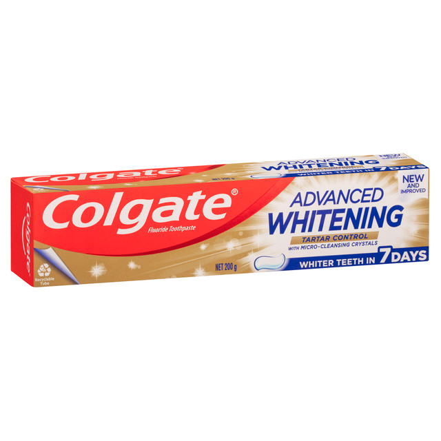 Colgate Advanced Whitening Tartar Control Toothpaste, 200g, with Micro-Cleansing Crystals