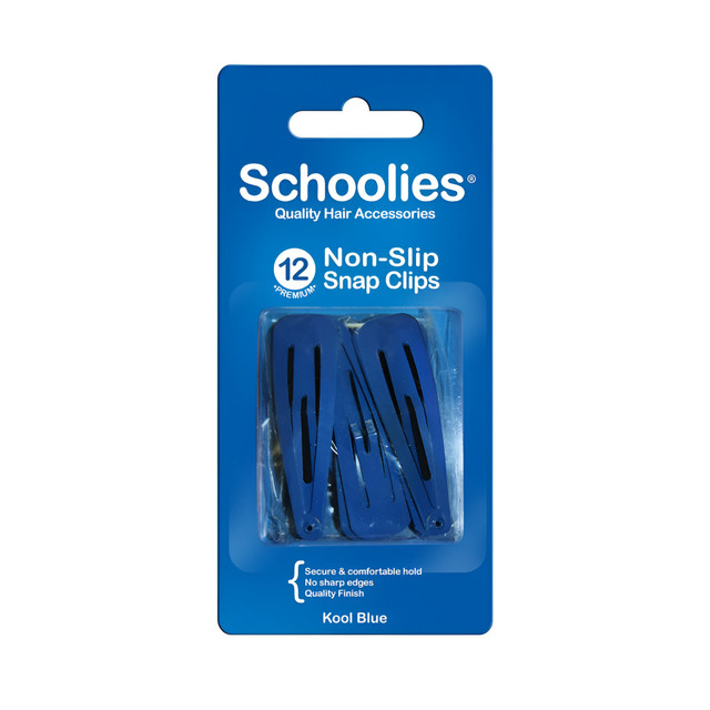 Schoolies Non-Slip Snap Clips 12 Pack - Kool Blue