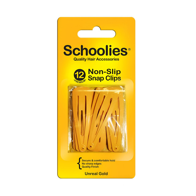 Schoolies Non-Slip Snap Clips 12 Pack - Unreal Gold