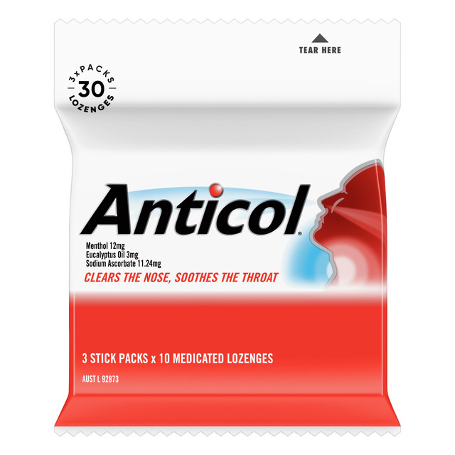 Anticol Sore Throat Lozenges + Vitamin C 3x10 Pack